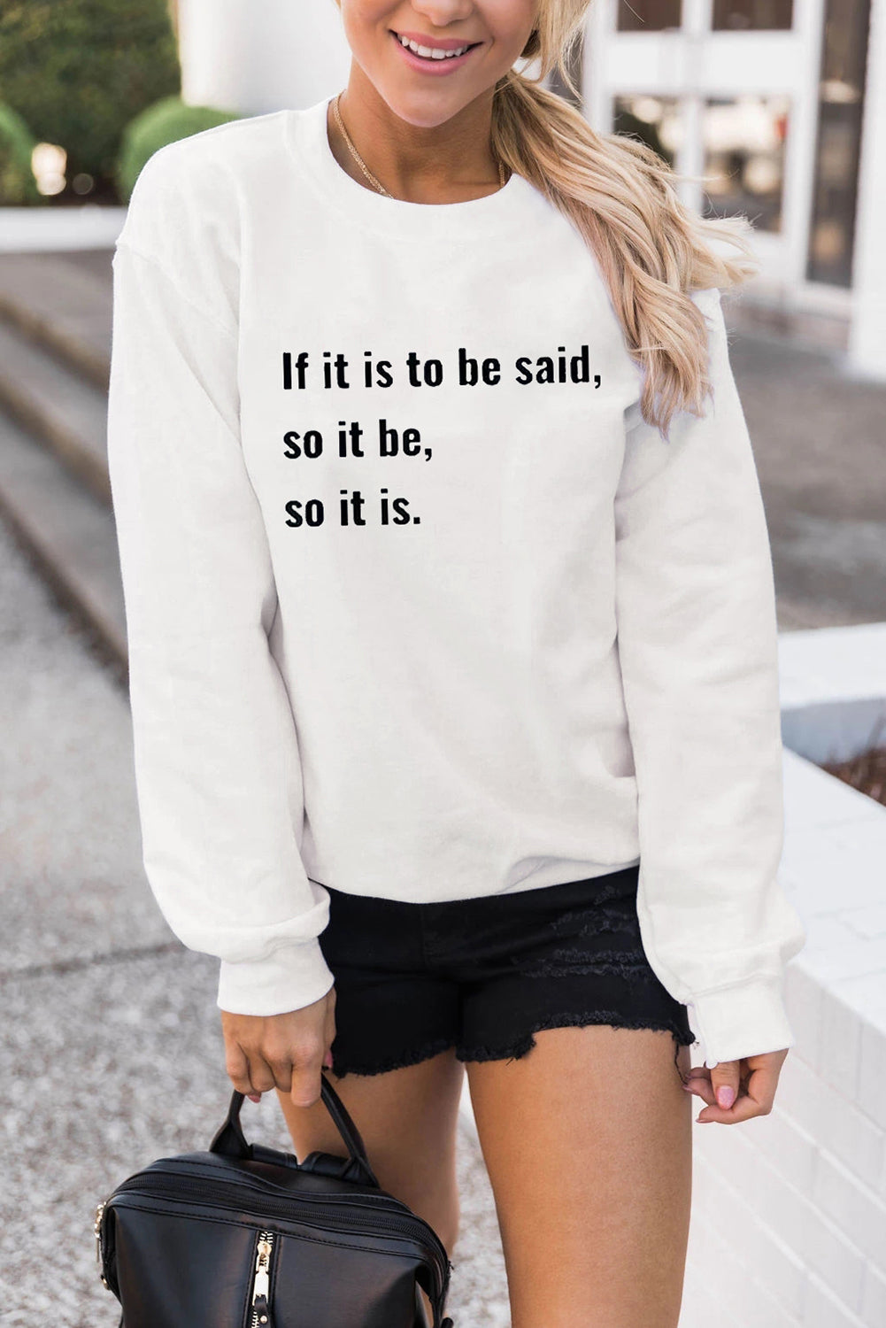 Letter Print Drop Sleeve Crew Neck Pullover Sweatshirt