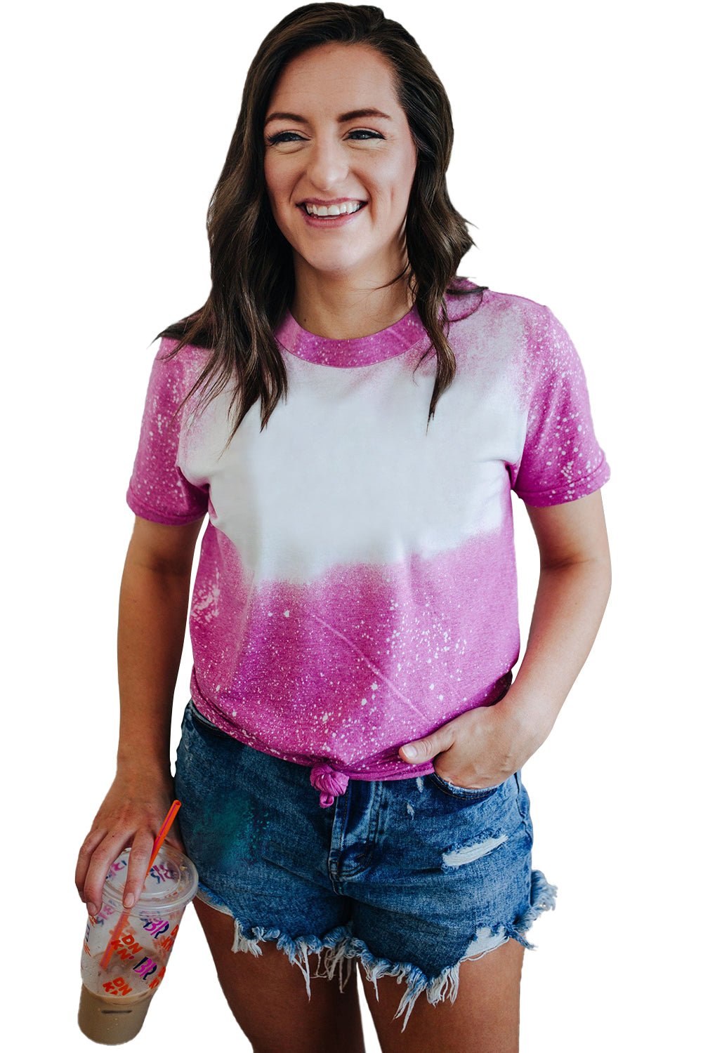Majica kratkih rukava s okruglim izrezom s izbijeljenom grafikom Rose Blank
