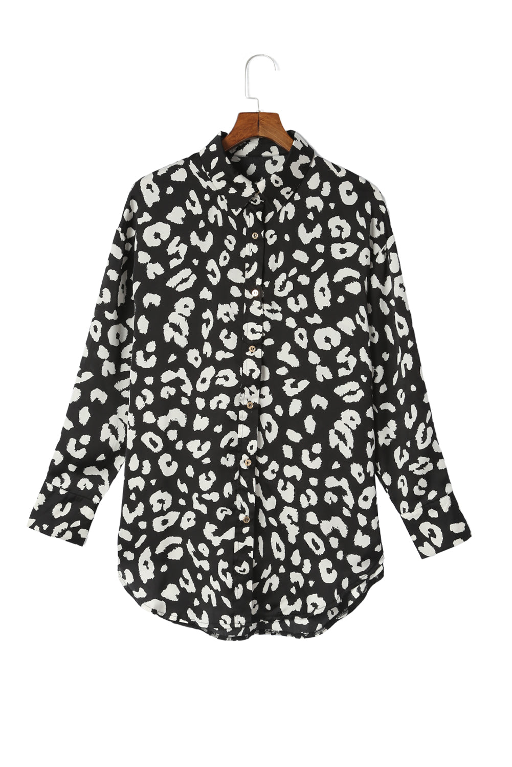 Camicia tunica con stampa leopardata nera