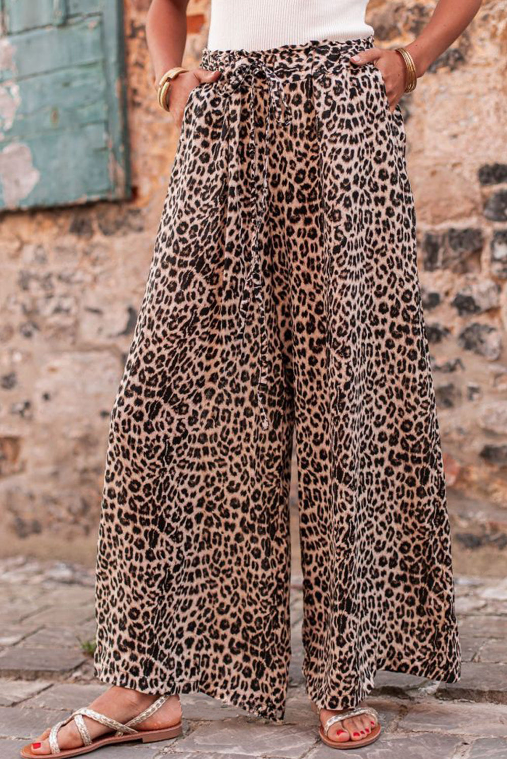 Pantalon large léopard style bohème Desert Palm