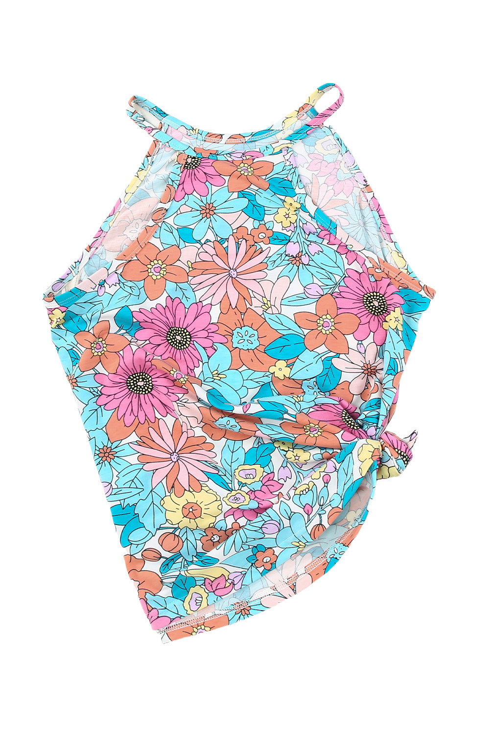 Večbarvna majica brez rokavov s cvetličnim vzorcem velike velikosti