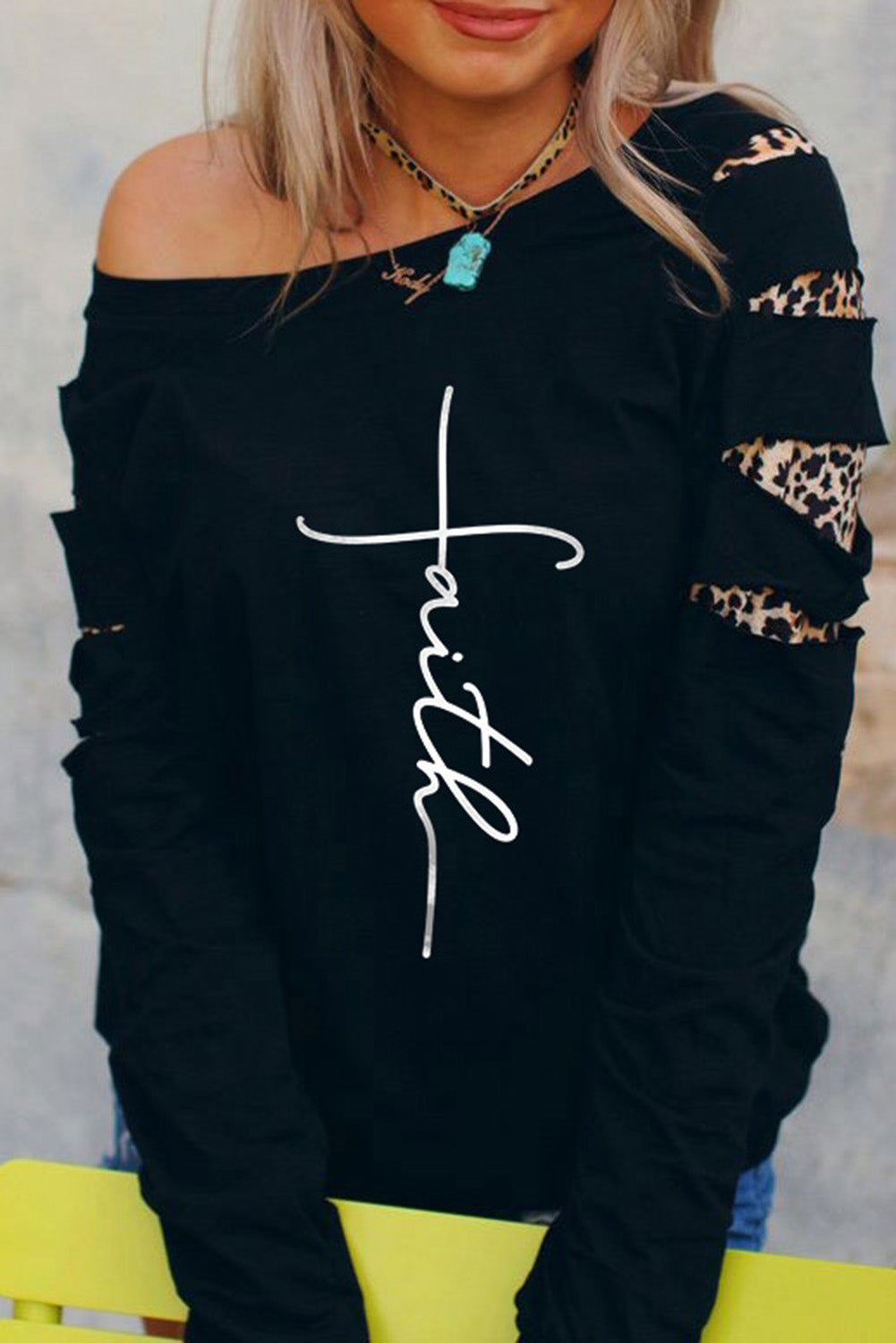 Letter Print Cut-out Long Sleeve Pullover Sweatshirt