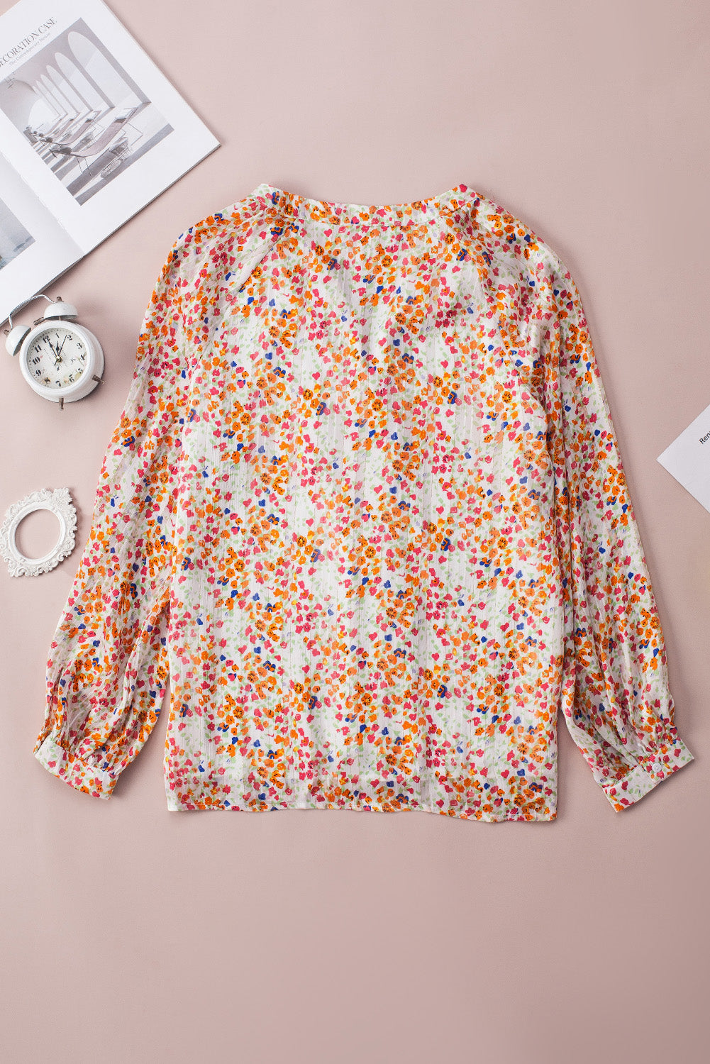 Camicia frontale con bottoni con stampa floreale Boho multicolor