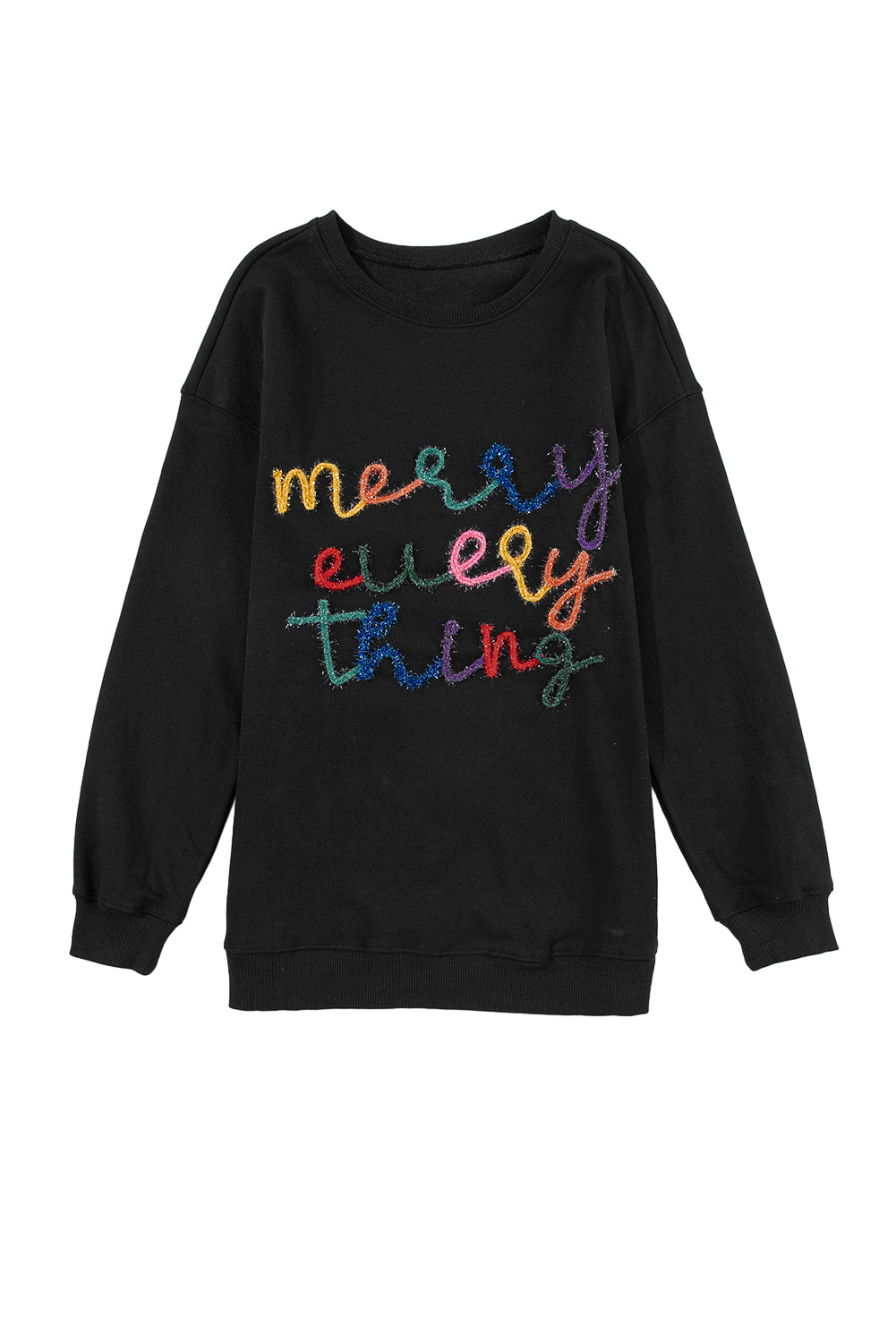 Črna majica s sloganom Merry Every Thing Tinsel