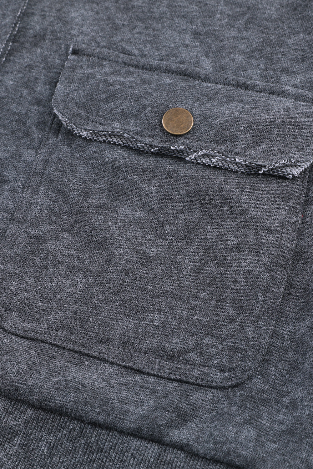 Graue Vintage-Jacke mit Knopfleiste und verwaschener Patte