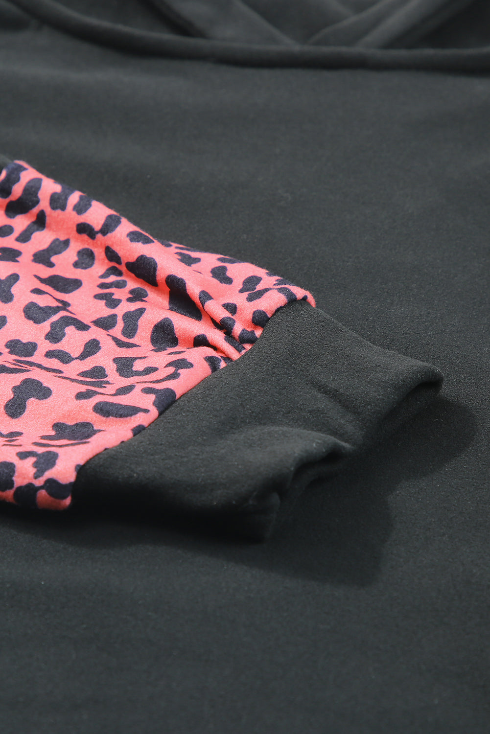 Black Plus Size Leopard Patchwork Strappy Neck Top