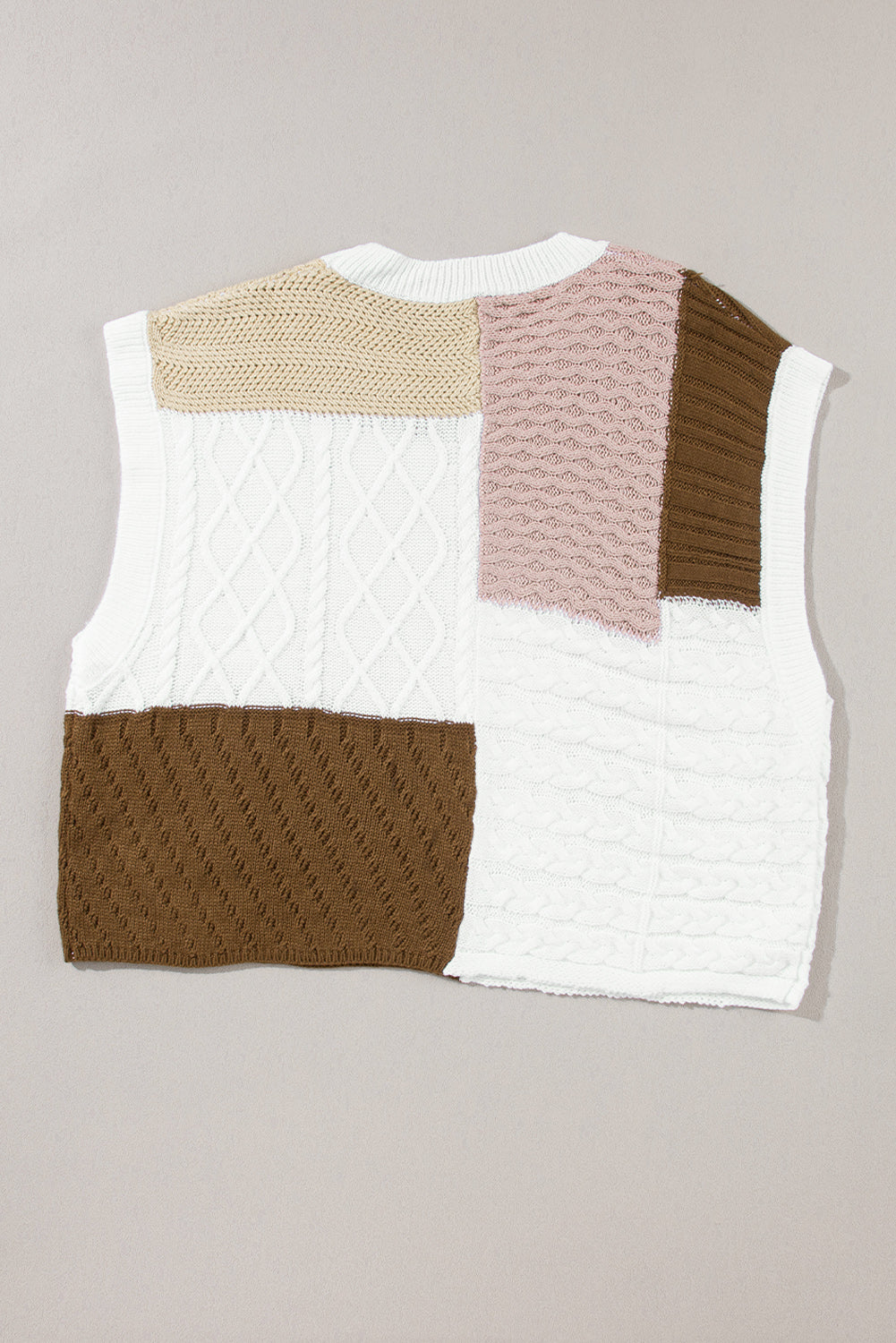 Mehrfarbiges, strukturiertes Pullover-T-Shirt im Colorblock-Mix