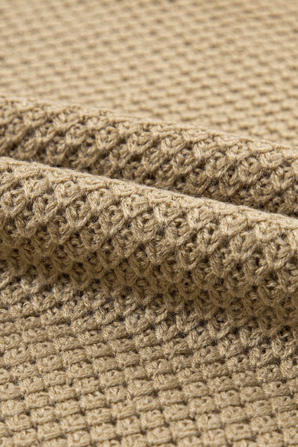 Blijedo kaki pulover kratkih rukava s teksturom
