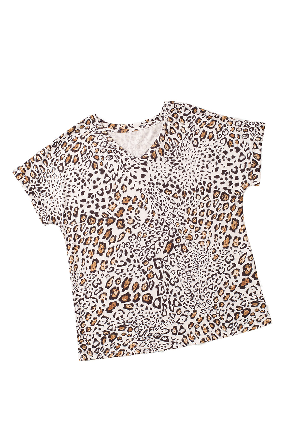 T-shirt con scollo a V, vestibilità ampia, stampa leopardata