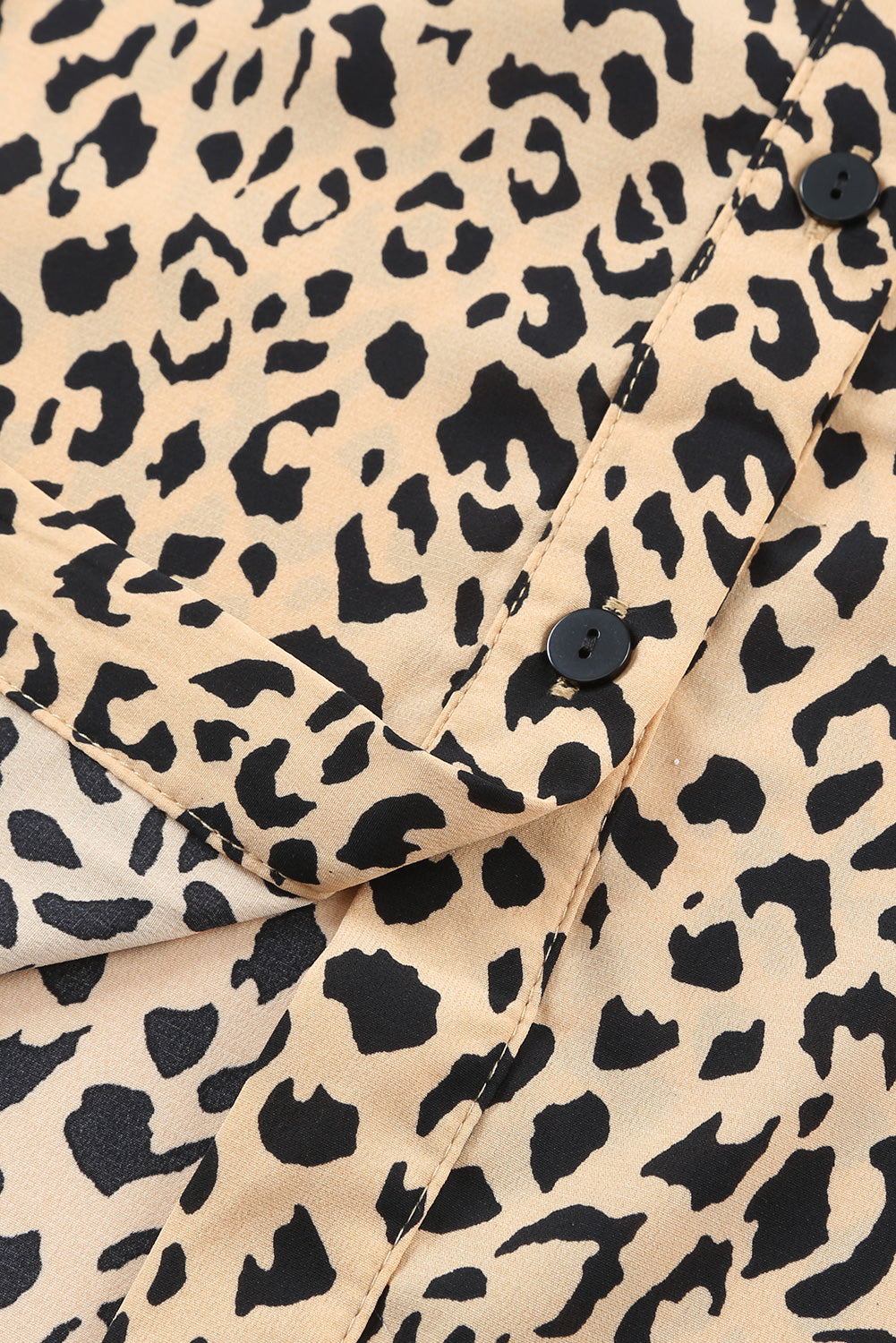 Kaki leopard midi haljina s ovratnikom i prorezom