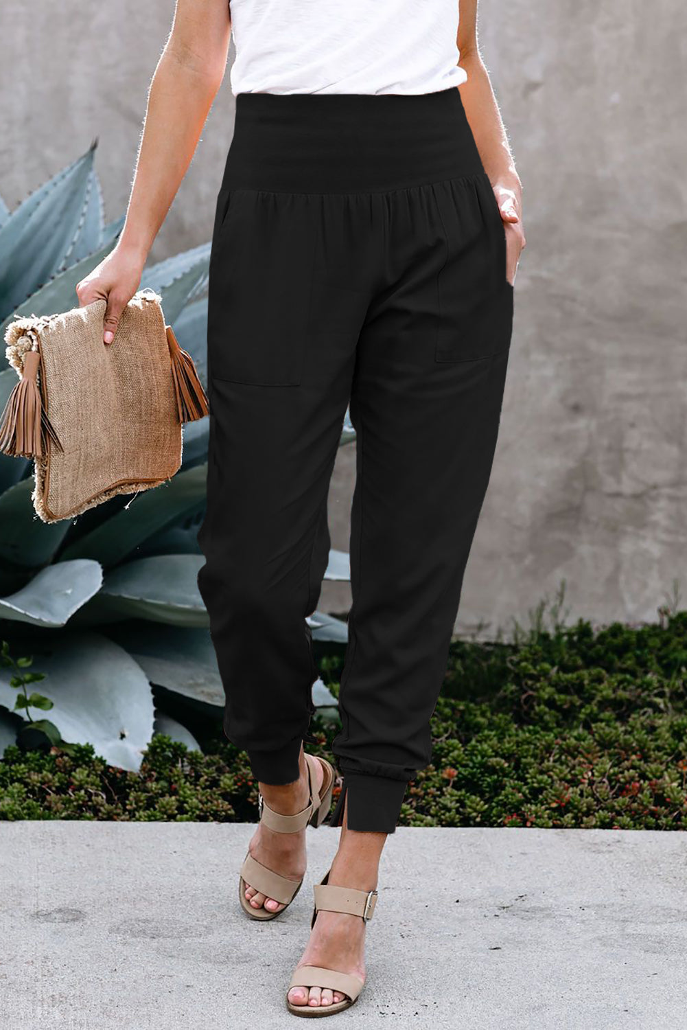 Schwarze Jogginghose aus Baumwolle mit Taschen